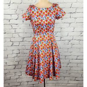 Eva Rose Dress Small Strawberry Retro 50s Rockabilly Cherrygirl Cottagecore